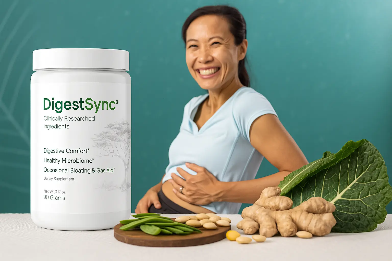 DigestSync bottle with gut-friendly ingredients