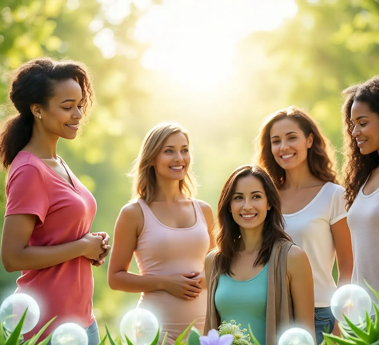 Happy diverse women feeling balanced with GutOptim